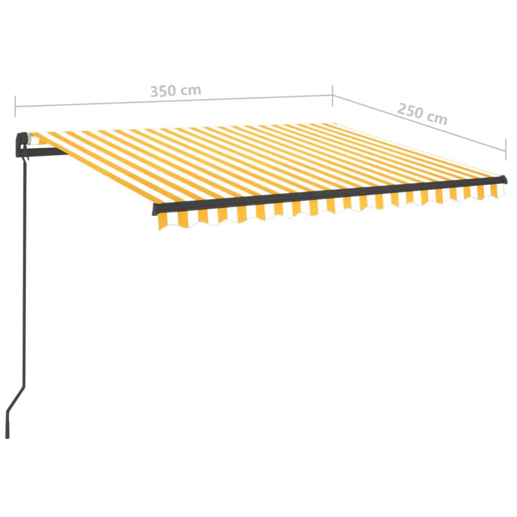 vidaXL Automatisk markise med LED og vindsensor 3,5x2,5 cm gul og hvit