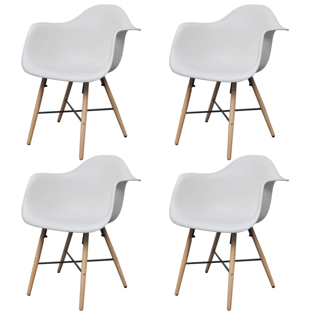 vidaXL Spisestoler 4 stk hvit plast og bøketre