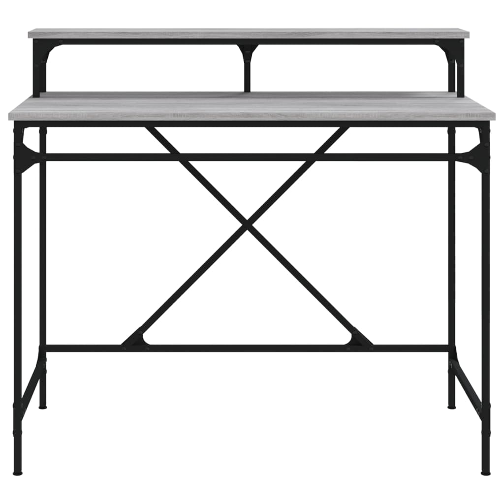 vidaXL Skrivebord grå sonoma 100x50x90 cm konstruert tre og jern