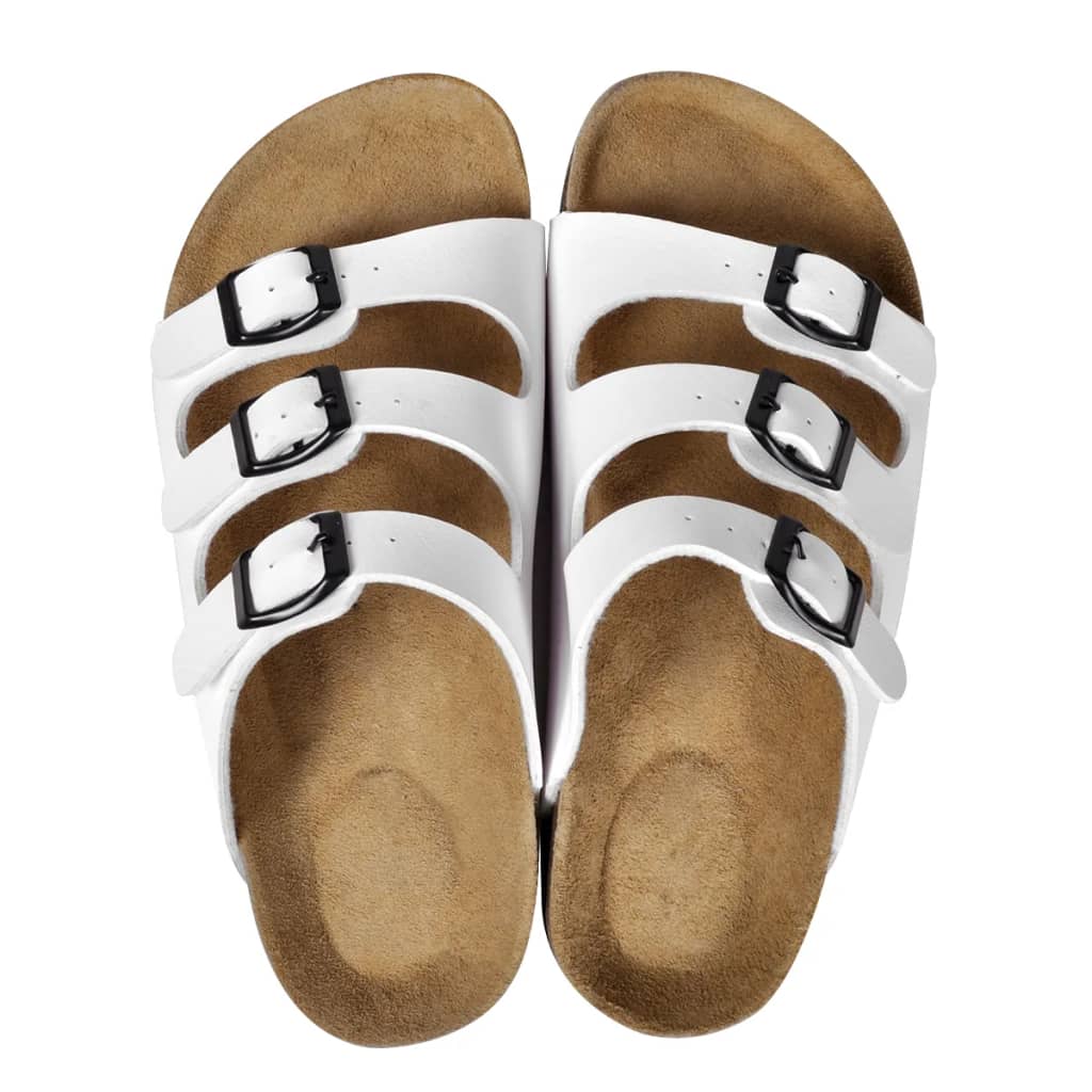 vidaXL Biokork sandaler for kvinner med 3 stropper hvit størrelse 41