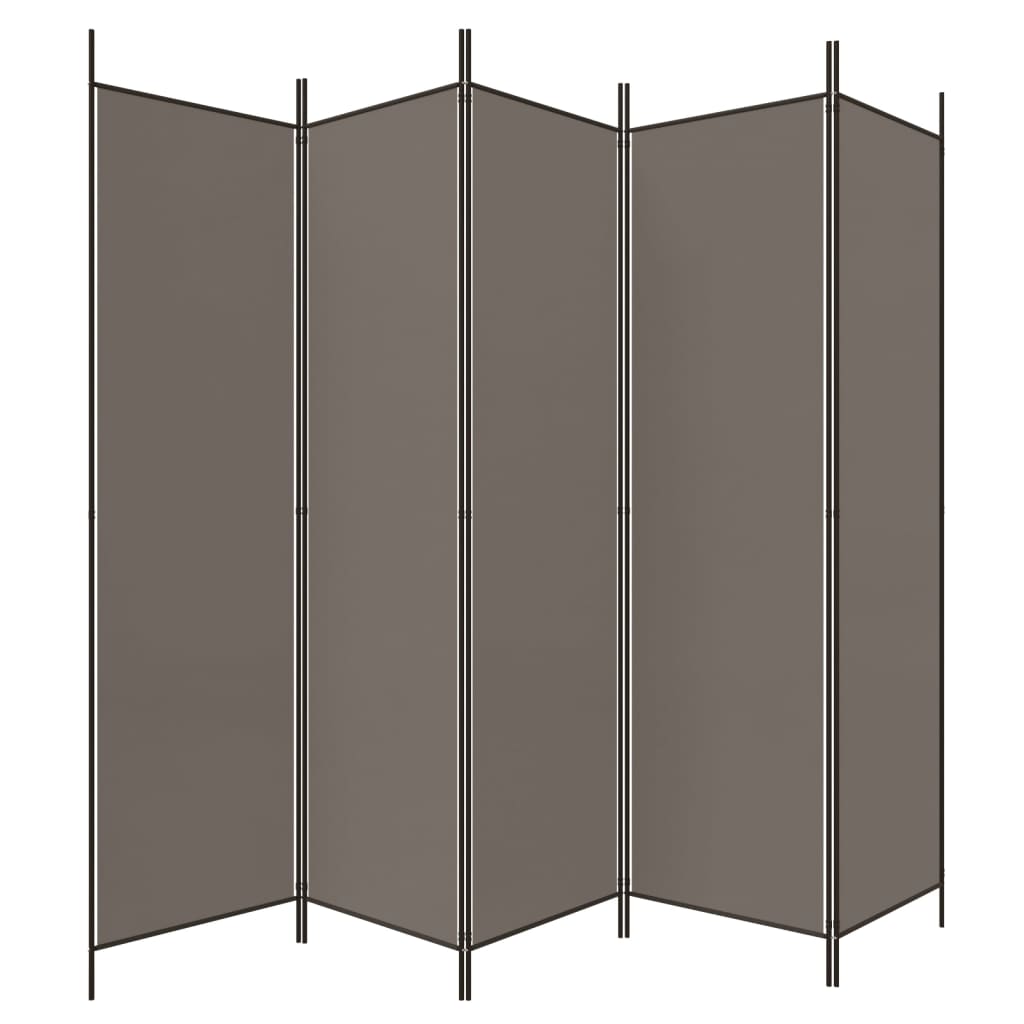 vidaXL Romdeler med 5 paneler antrasitt 250x200 cm stoff
