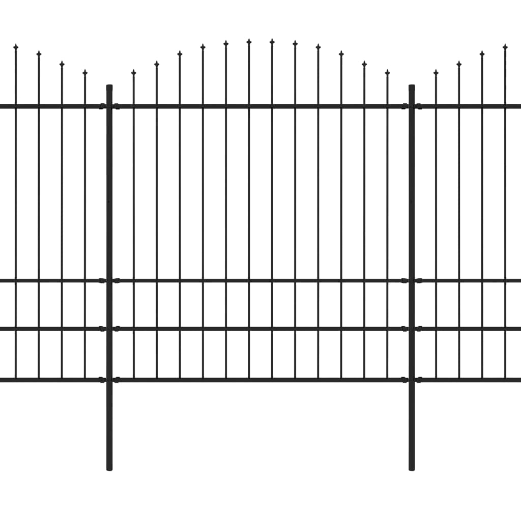 vidaXL Hagegjerde med spydtopp stål (1,75-2)x3,4 m svart