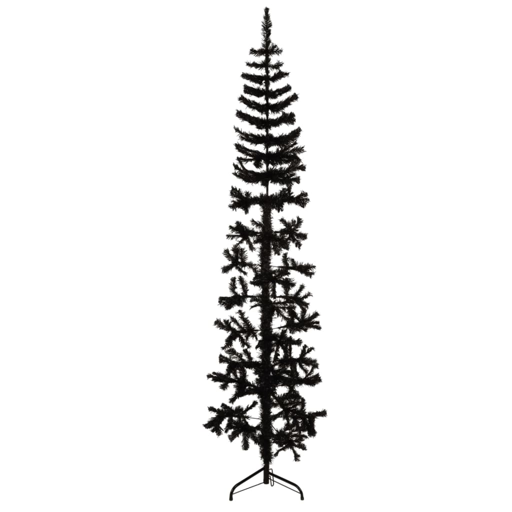 vidaXL Kunstig halvt juletre med stativ slankt svart 240 cm