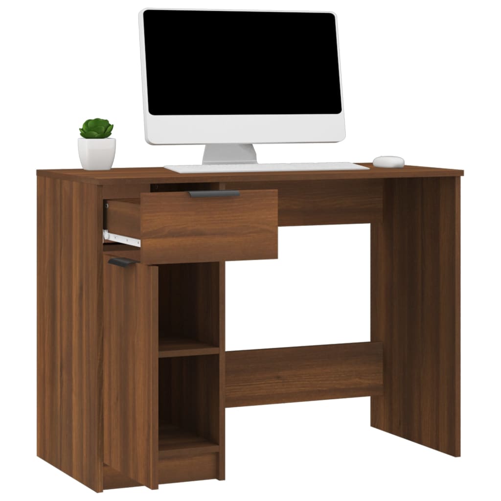 vidaXL Skrivebord brun eik 100x50x75 cm konstruert tre