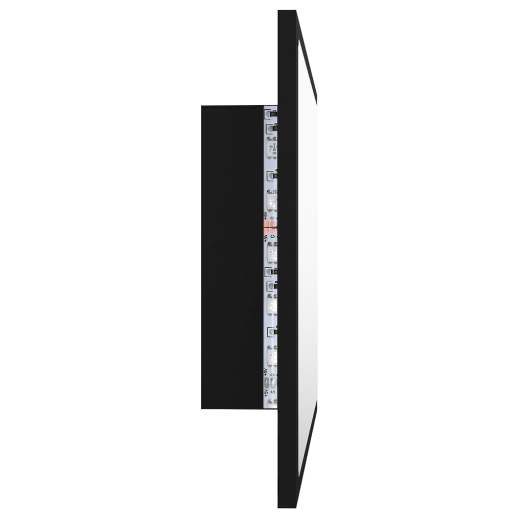 vidaXL LED-badespeil svart 60x8,5x37 cm akryl