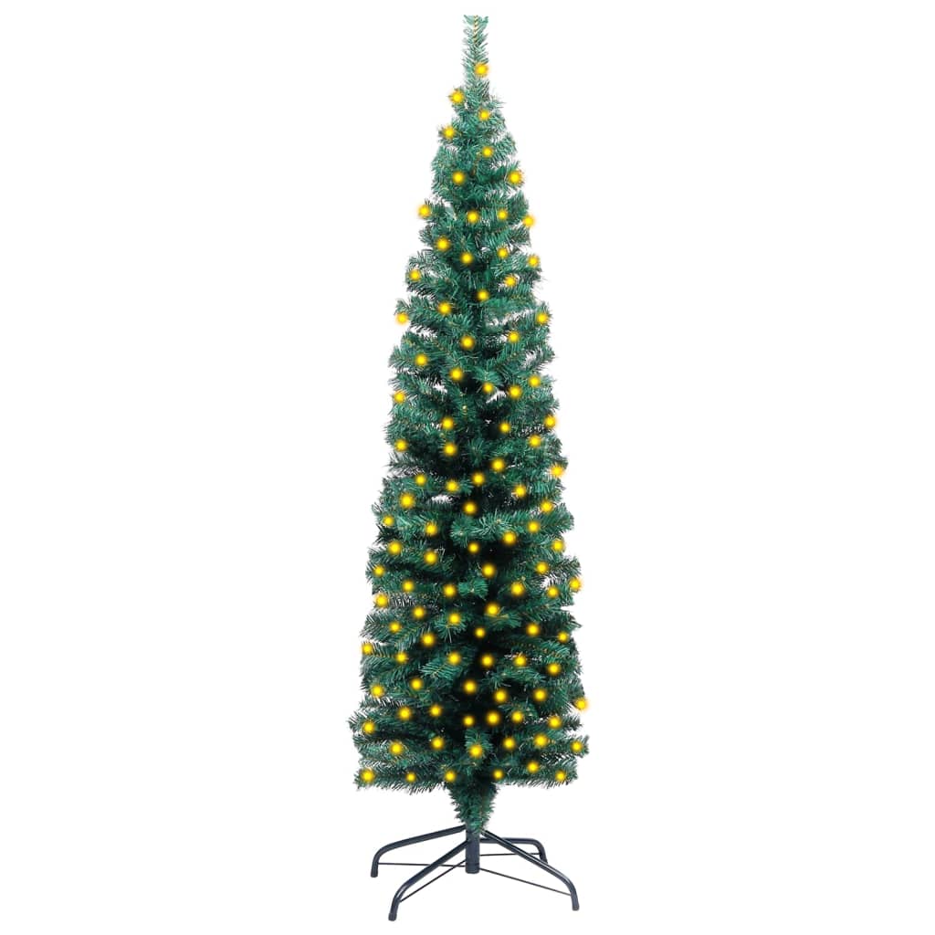 vidaXL Forhåndsbelyst kunstig juletre med stativer grønn 120 cm PVC