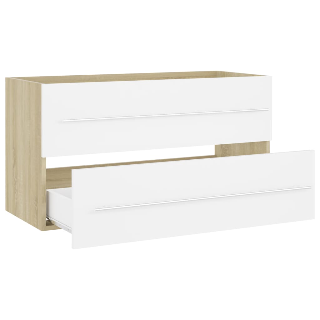 vidaXL Baderomsmøbler 2 stk hvit og sonoma eik sponplate