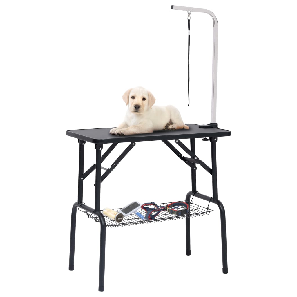 vidaXL Justerbart trimmebord til hund med 1 løkke og kurv