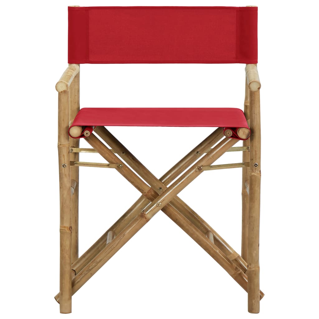 vidaXL Sammenleggbare regissørstoler 2 stk rød bambus og stoff