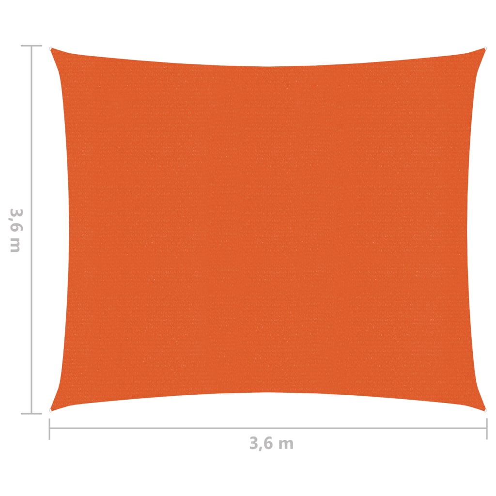 vidaXL Solseil 160 g/m² oransje 3,6x3,6 m HDPE
