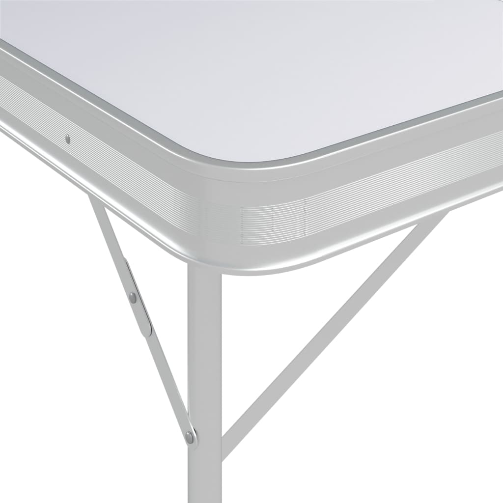 vidaXL Sammenleggbart campingbord med 2 benker aluminium hvit