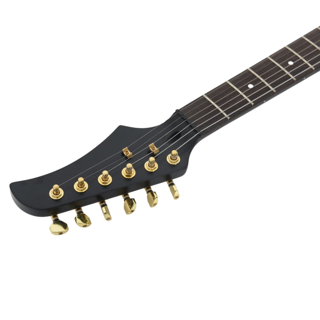 vidaXL Elektrisk gitar for nybegynnere med veske svart og gull 4/4 39"