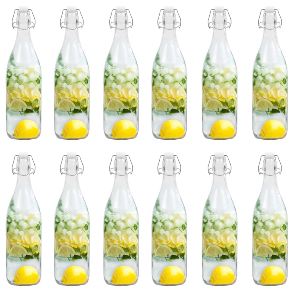 vidaXL Glassflaske med klipslukking 12 stk 1 L
