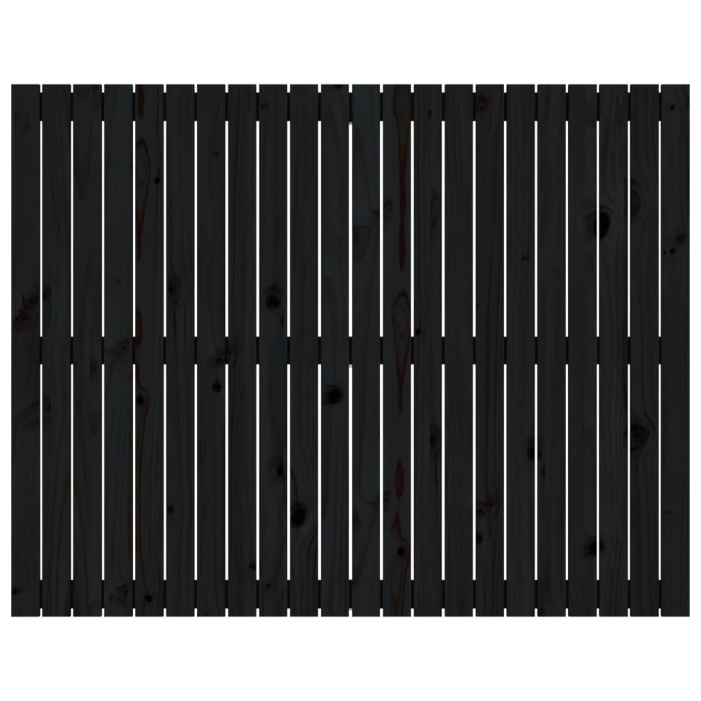 vidaXL Veggmontert sengegavl svart 140x3x110 cm heltre furu