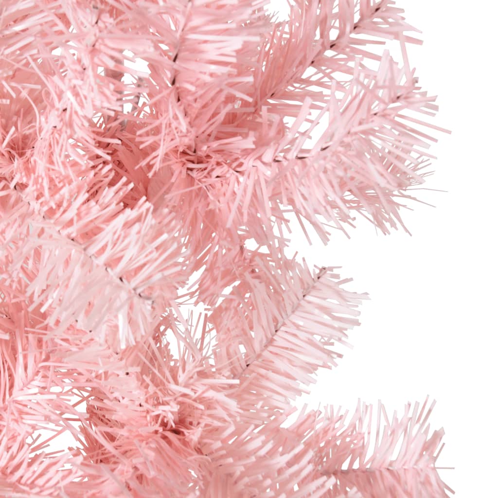 vidaXL Kunstig halvt juletre med stativ tynt rosa 240 cm