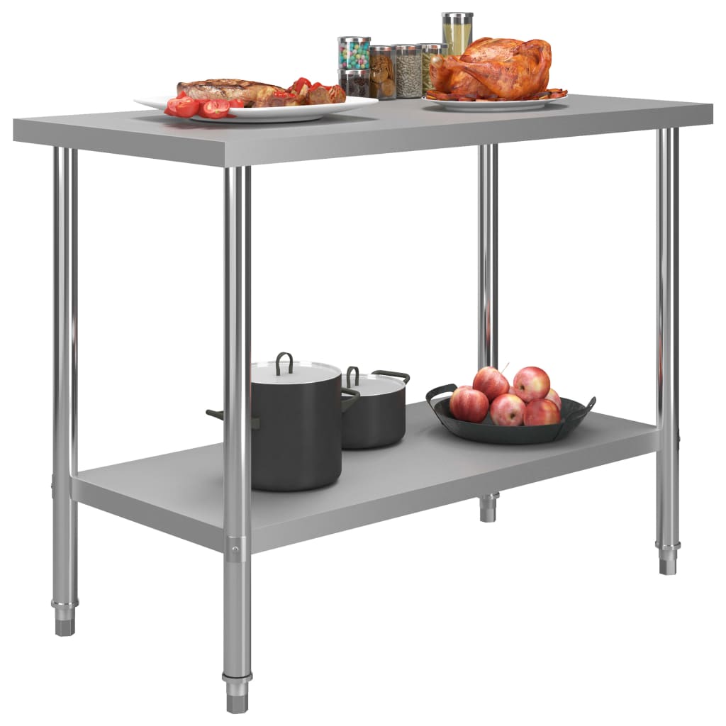 vidaXL Arbeidsbord for kjøkken 120x60x85 cm rustfritt stål