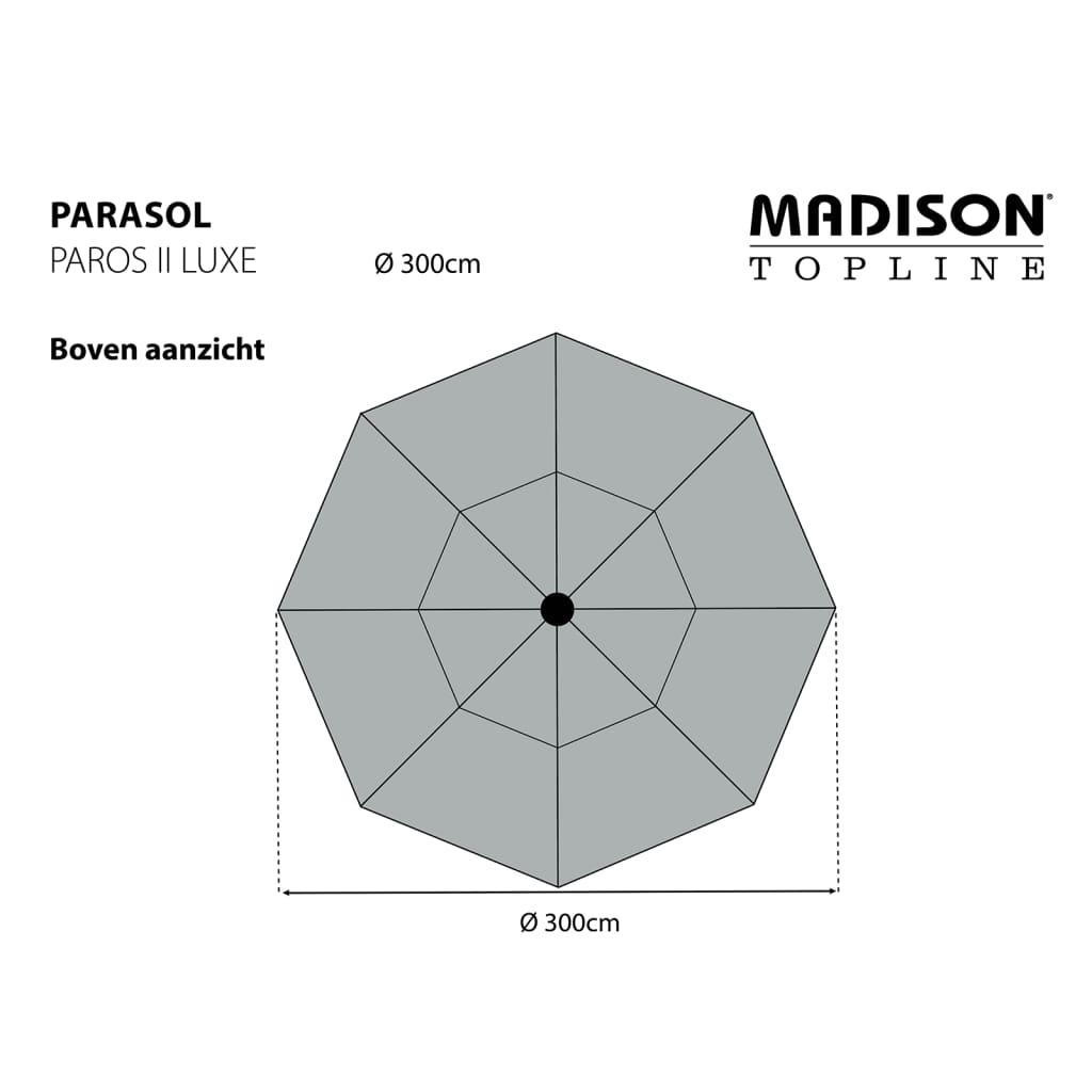 Madison Parasoll Paros II Luxe 300 cm gyllen glød