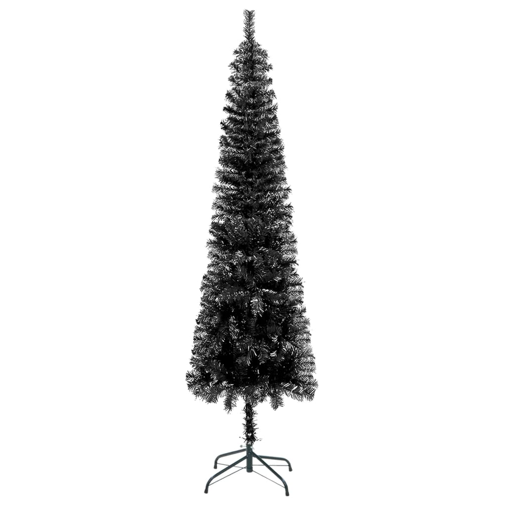 vidaXL Forhåndsbelyst slankt juletre svart 120 cm