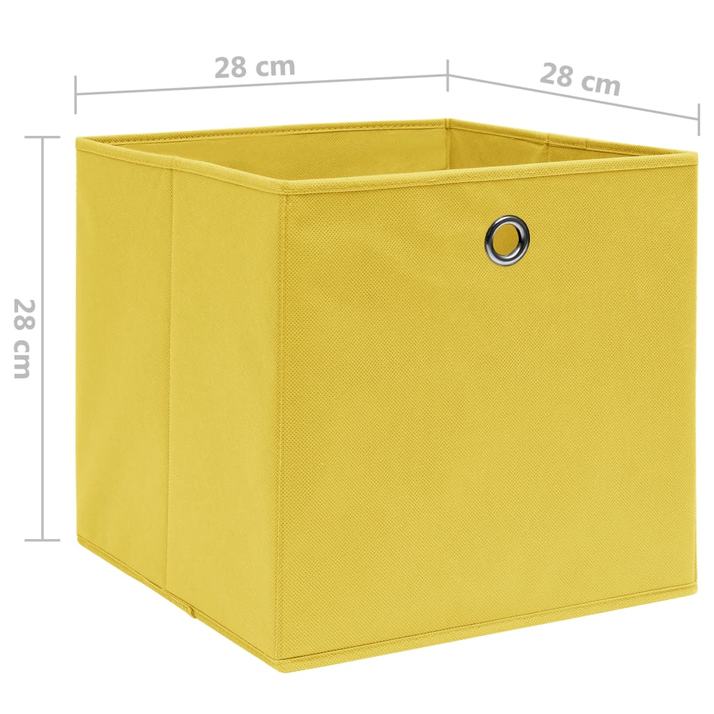 vidaXL Oppbevaringsbokser 4 stk ikke-vevet stoff 28x28x28 cm gul
