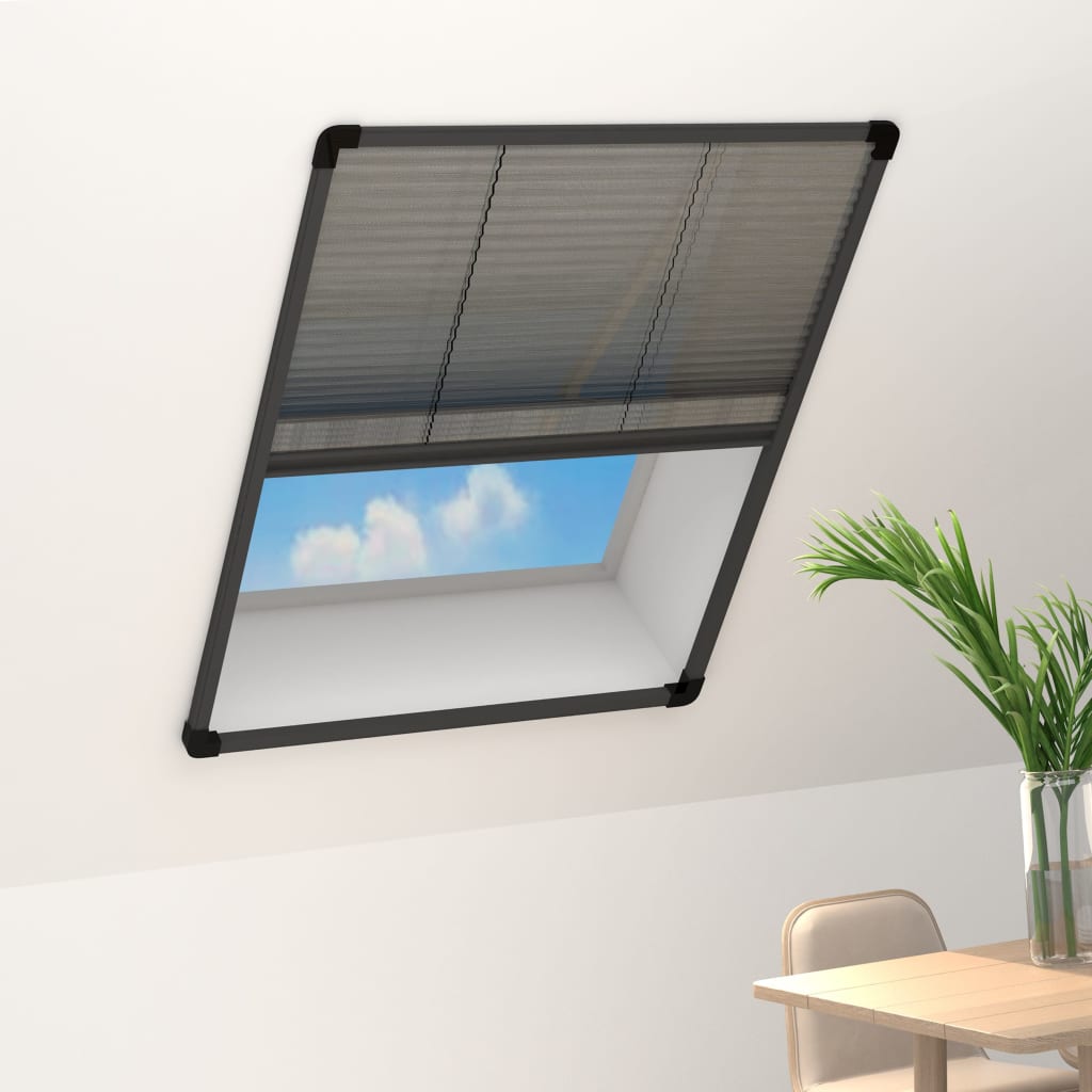 vidaXL Plissert insektskjerm for vindu aluminium antrasitt 80x100 cm