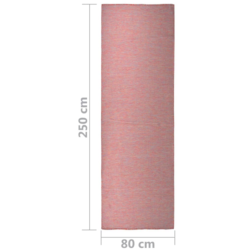 vidaXL Utendørs flatvevd teppe 80x250 cm rød