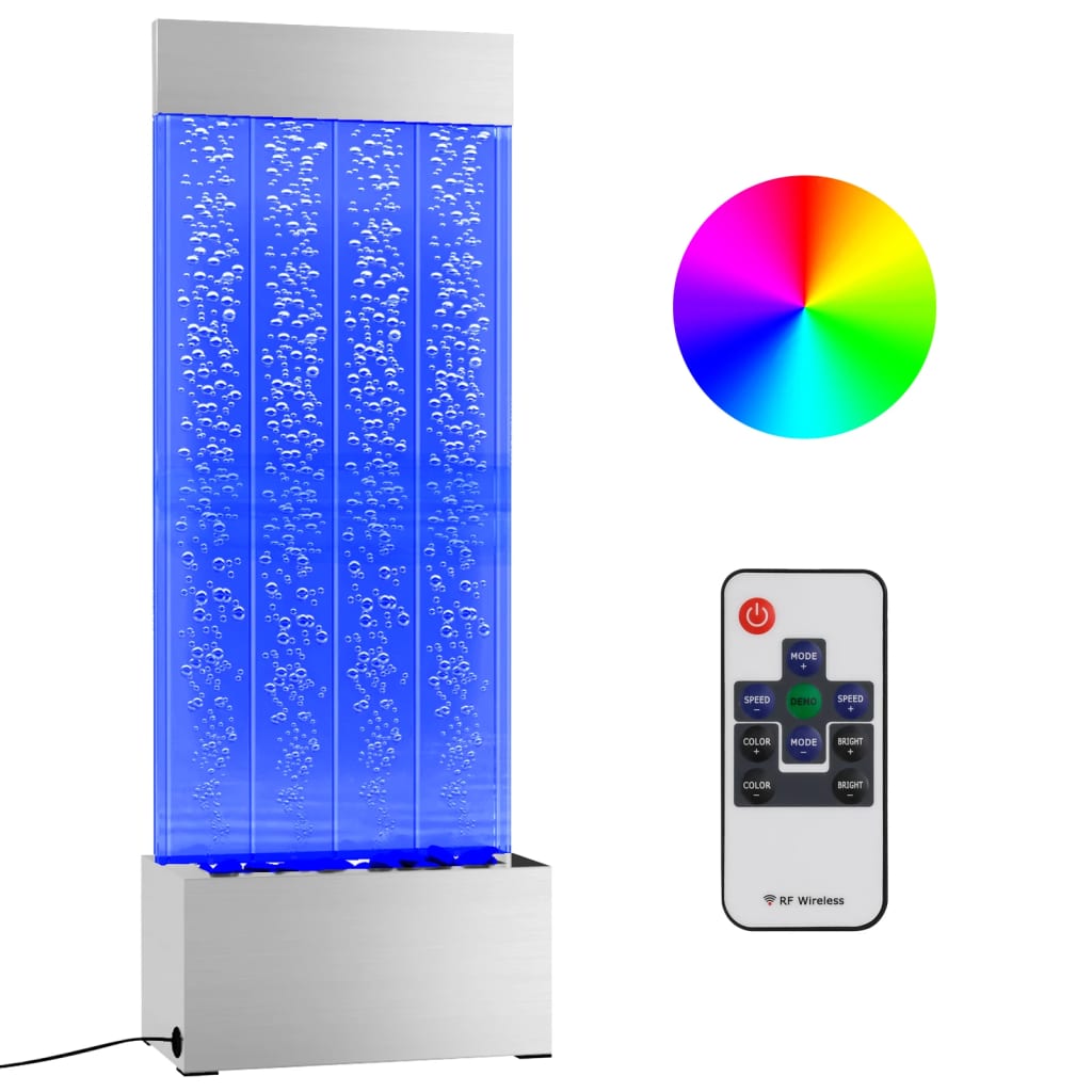 vidaXL Boblepanel med RGB-lysdioder rustfritt stål og akryl 110 cm