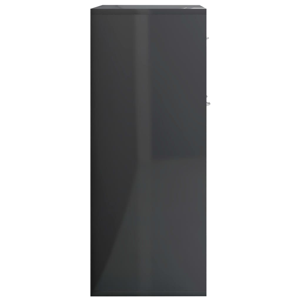 vidaXL Skjenk høyglans grå 60x30x75 cm sponplate
