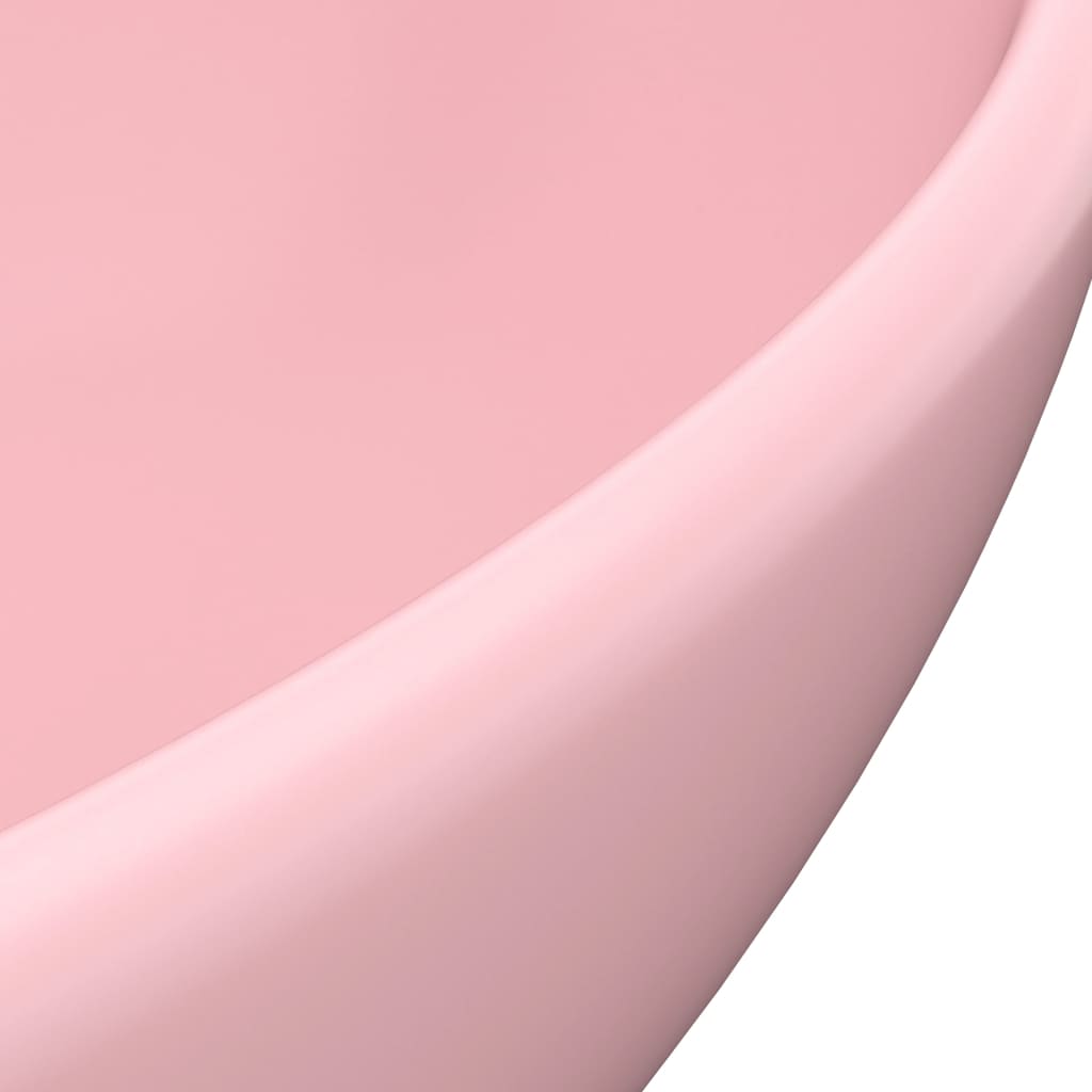 vidaXL Luksuriøs servant ovalformet matt rosa 40x33 cm keramisk