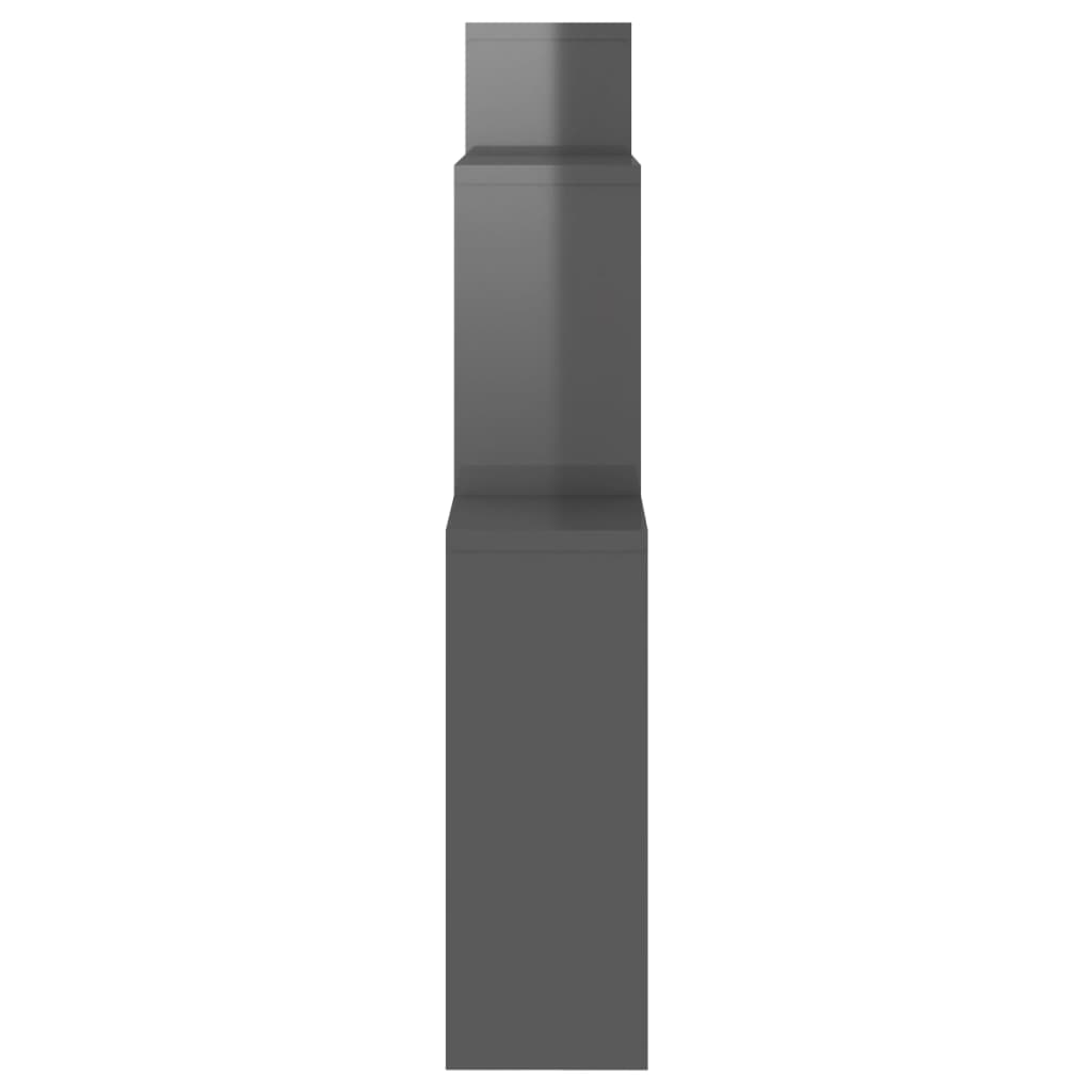 vidaXL Kubeformet vegghylle høyglans grå 80x15x78,5 cm sponplate