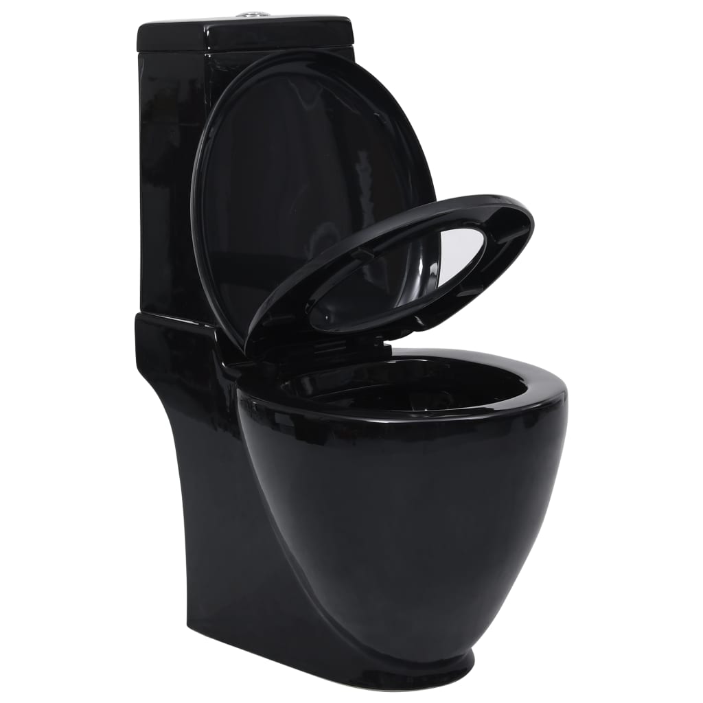 vidaXL WC keramisk toalett bad rundt vannføring på bunnen svart