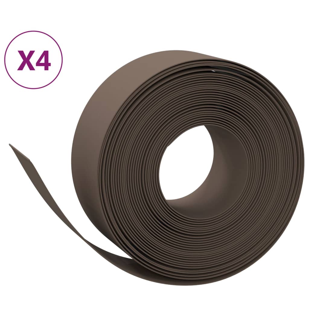 vidaXL Hagekanter 4 stk brun 10 m 20 cm polyetylen