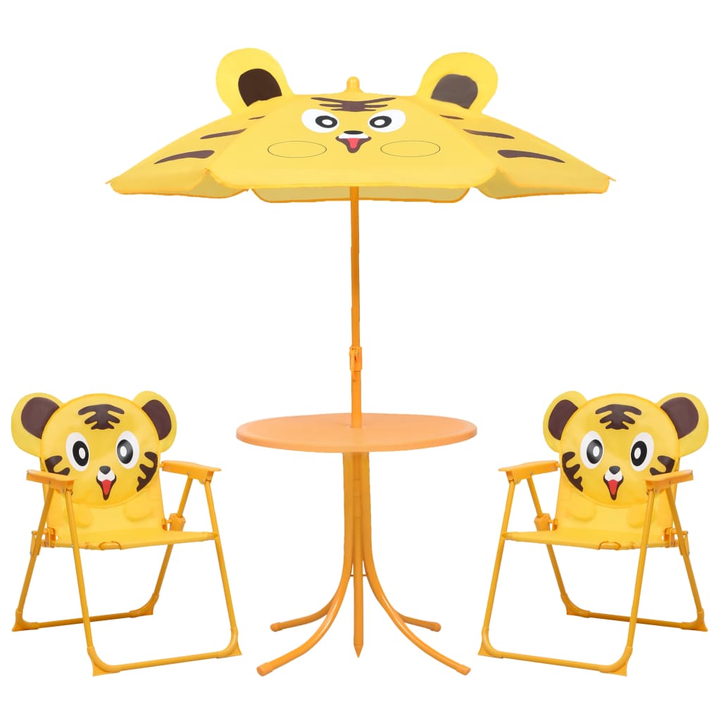 vidaXL Hagegruppe til barn med parasoll 3 deler gul