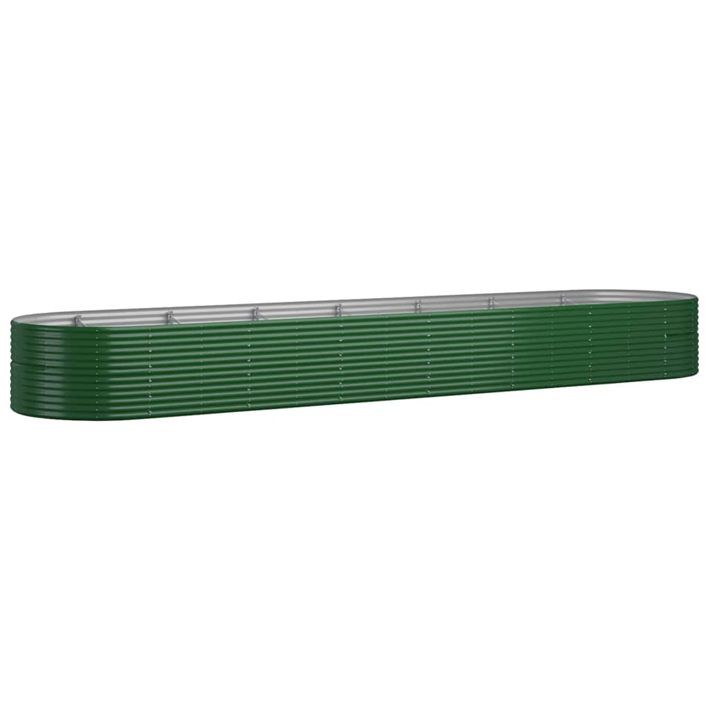 vidaXL Høybed pulverlakkert stål 584x140x68 cm grønn