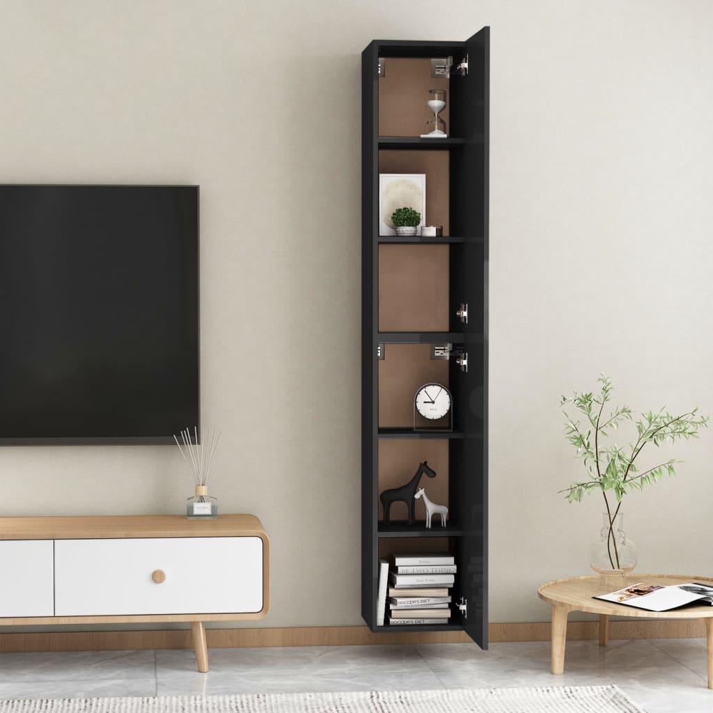 vidaXL TV-benker 2 stk høyglans svart 30,5x30x90 cm sponplate