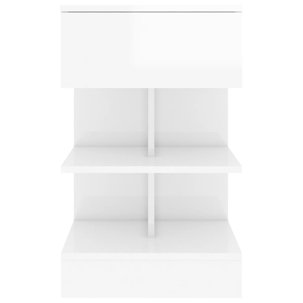 vidaXL Nattbord høyglans hvit 40x35x65 cm sponplate