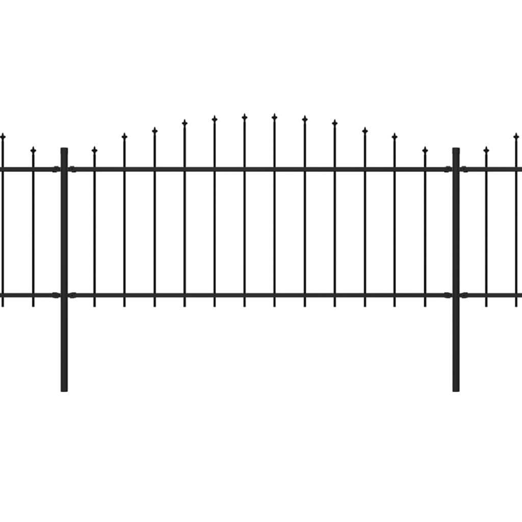 vidaXL Hagegjerde med spydtopp stål (0,5-0,75)x1,7 m svart