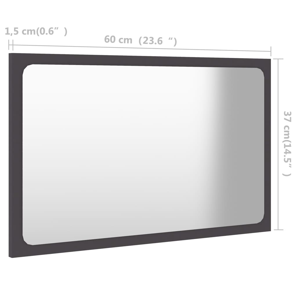 vidaXL Baderomsspeil grå 60x1,5x37 cm sponplate