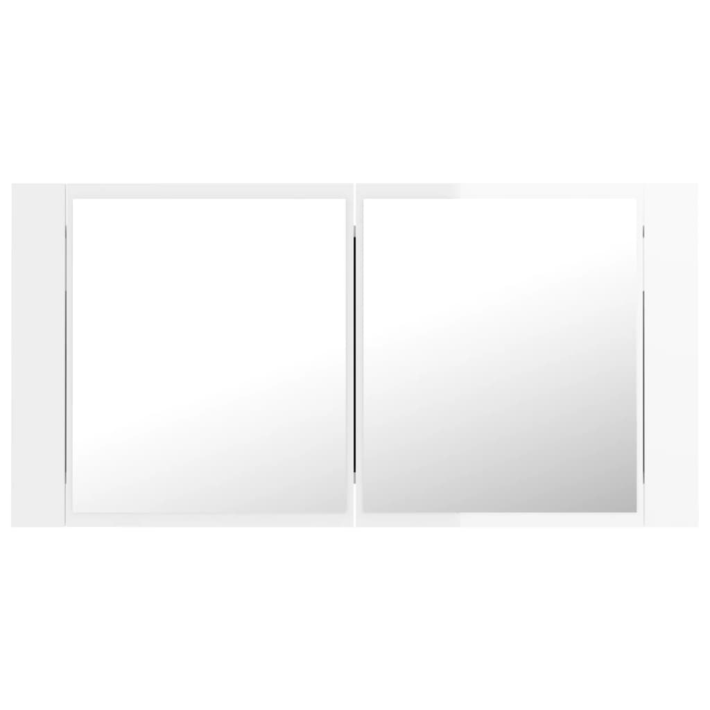 vidaXL LED-speilskap høyglans hvit 90x12x45 cm akryl