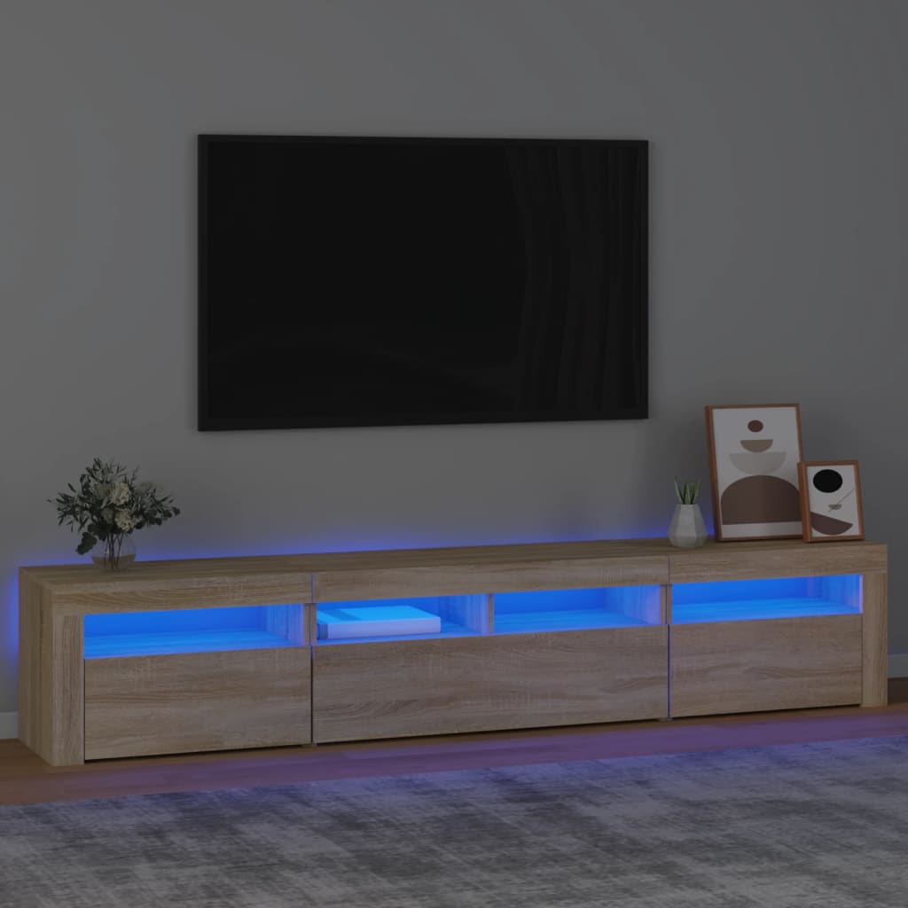 vidaXL TV-benk med LED-lys sonoma eik 210x35x40 cm