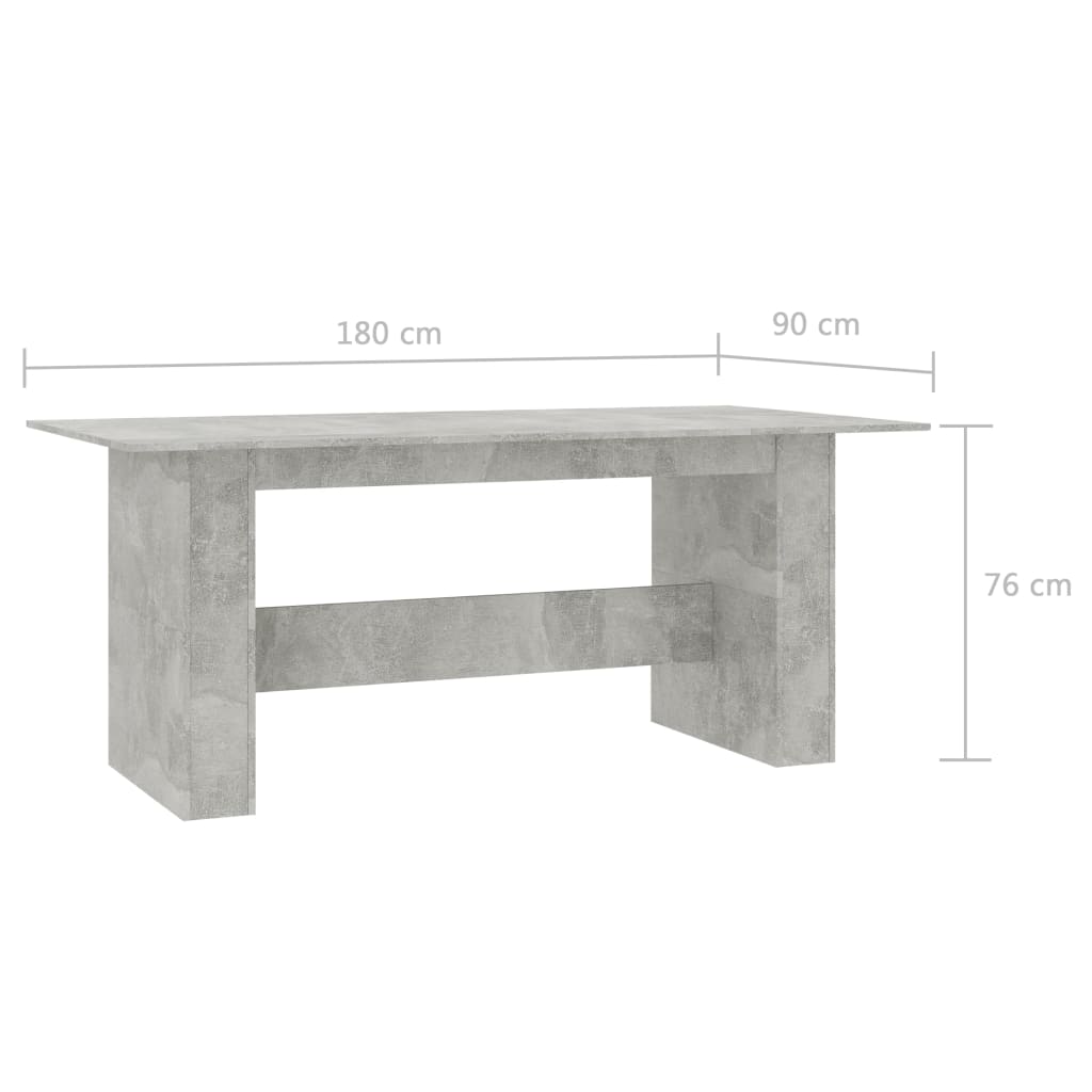 vidaXL Spisebord betonggrå 180x90x76 cm sponplate
