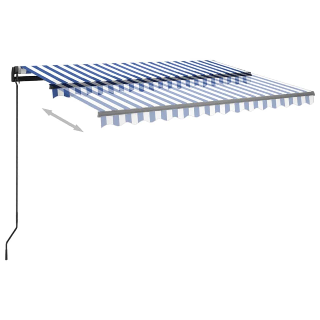 vidaXL Automatisk markise med LED og vindsensor 3x2,5 cm blå og hvit