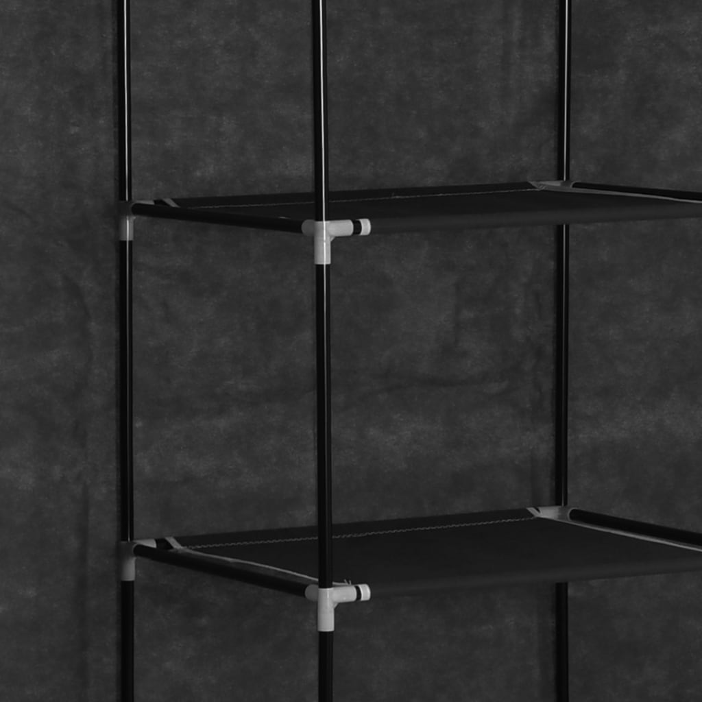 vidaXL Garderobe med skap og stenger svart 150x45x175 cm stoff