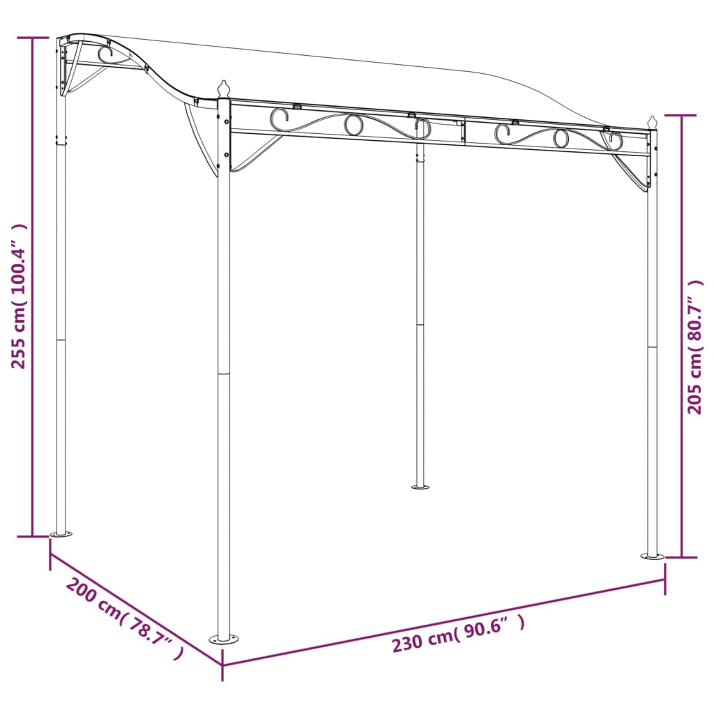 vidaXL Baldakin kremhvit 2x2,3 m 180 g/m² stoff og stål