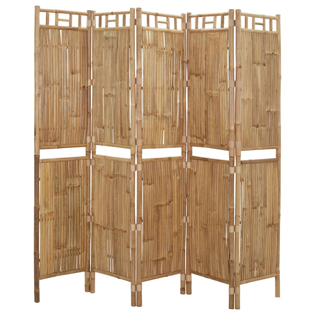 vidaXL Romdeler 5 paneler bambus 200x180 cm