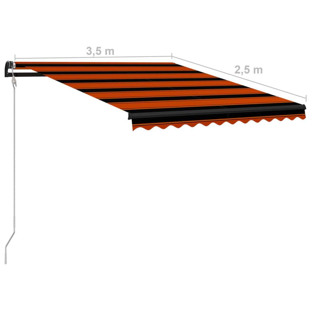 vidaXL Automatisk uttrekkbar markise 350x250 cm oransje og brun