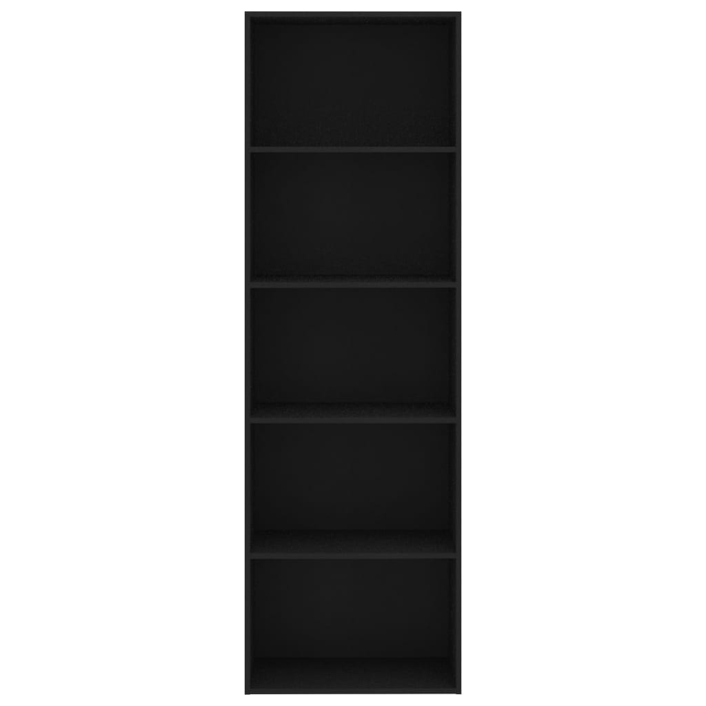 vidaXL Bokhylle 5 nivåer svart 60x30x189 cm sponplate