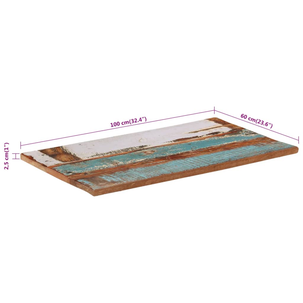 vidaXL Rektangulær bordplate 60x100 cm 25-27 mm gjenvunnet heltre