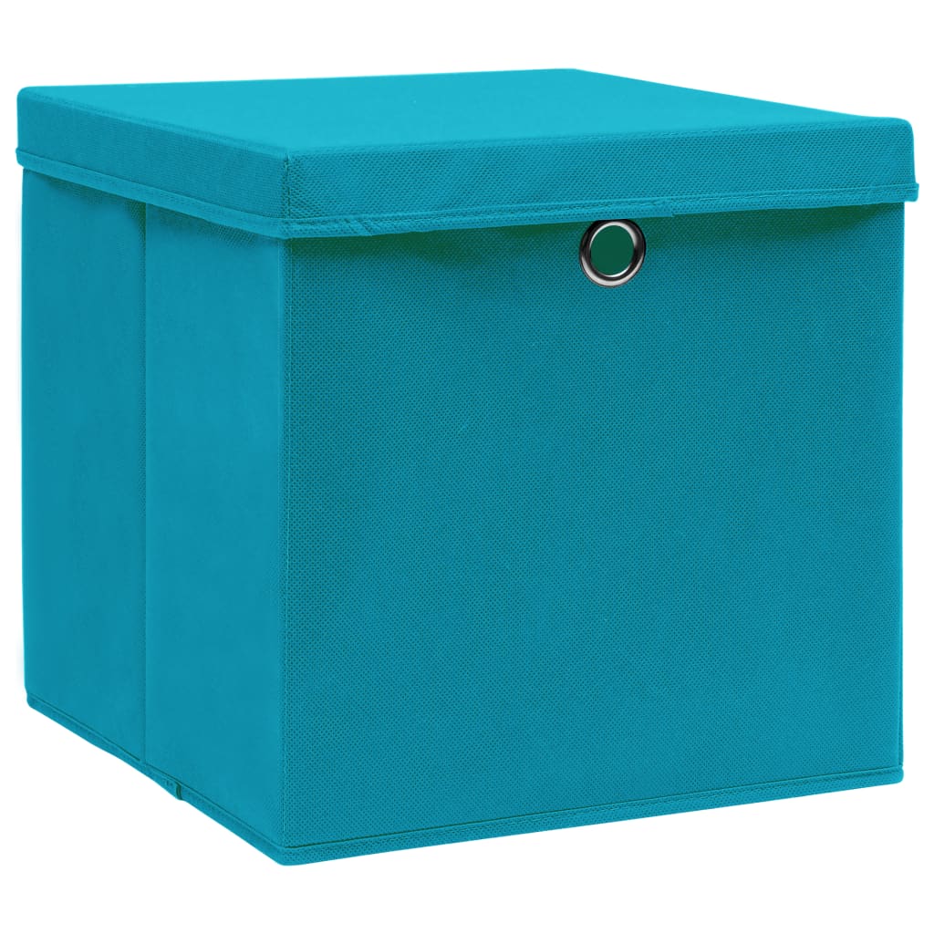 vidaXL Oppbevaringsbokser med lokk 10 stk babyblå 32x32x32 cm stoff