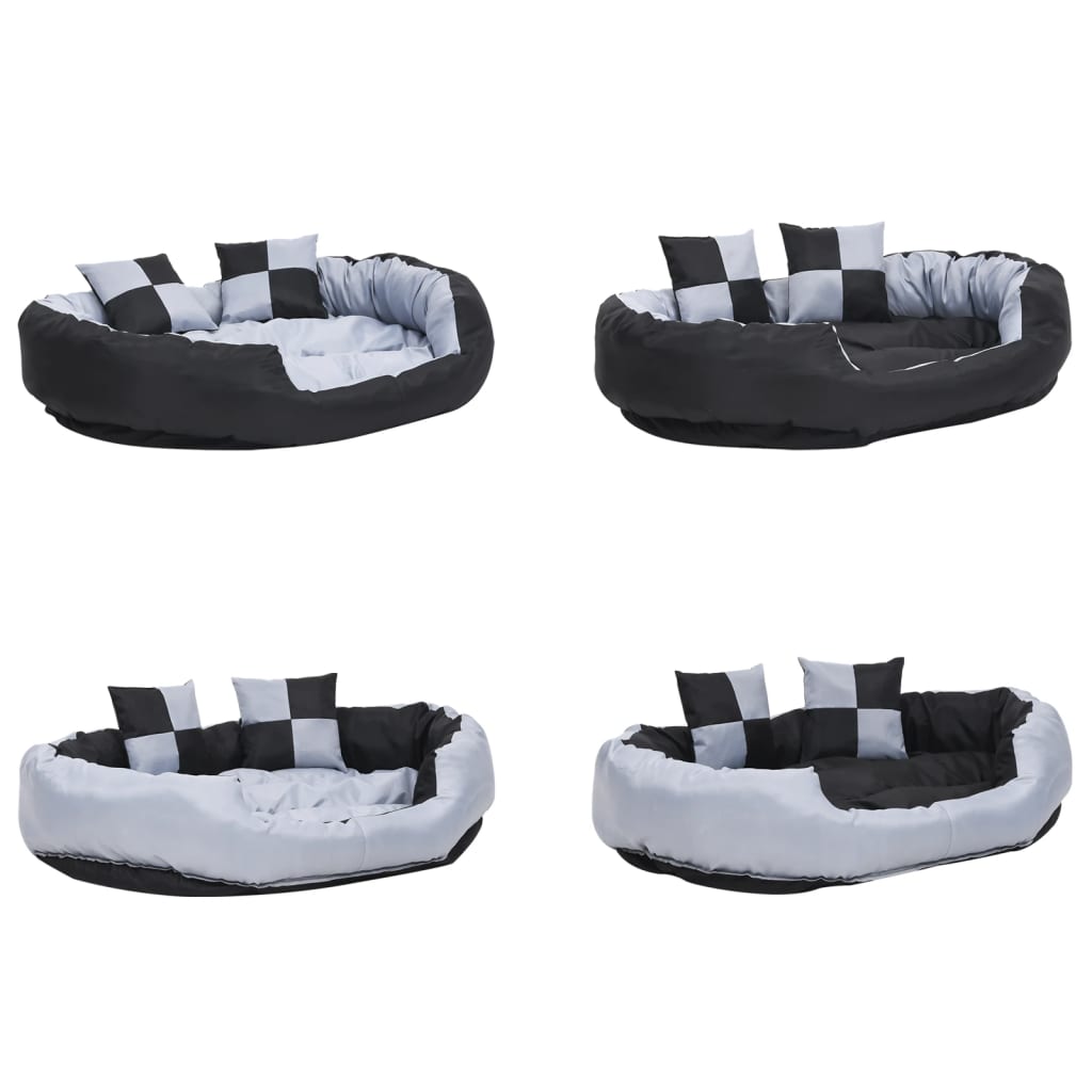 vidaXL Vendbar og vaskbar hundepute grå og svart 110x80x23
