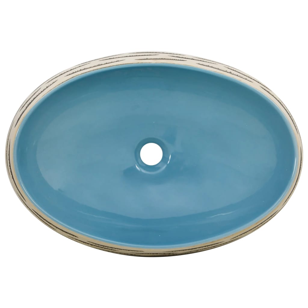 vidaXL Benkeservant flerfarget oval 59x40x15 cm keramikk
